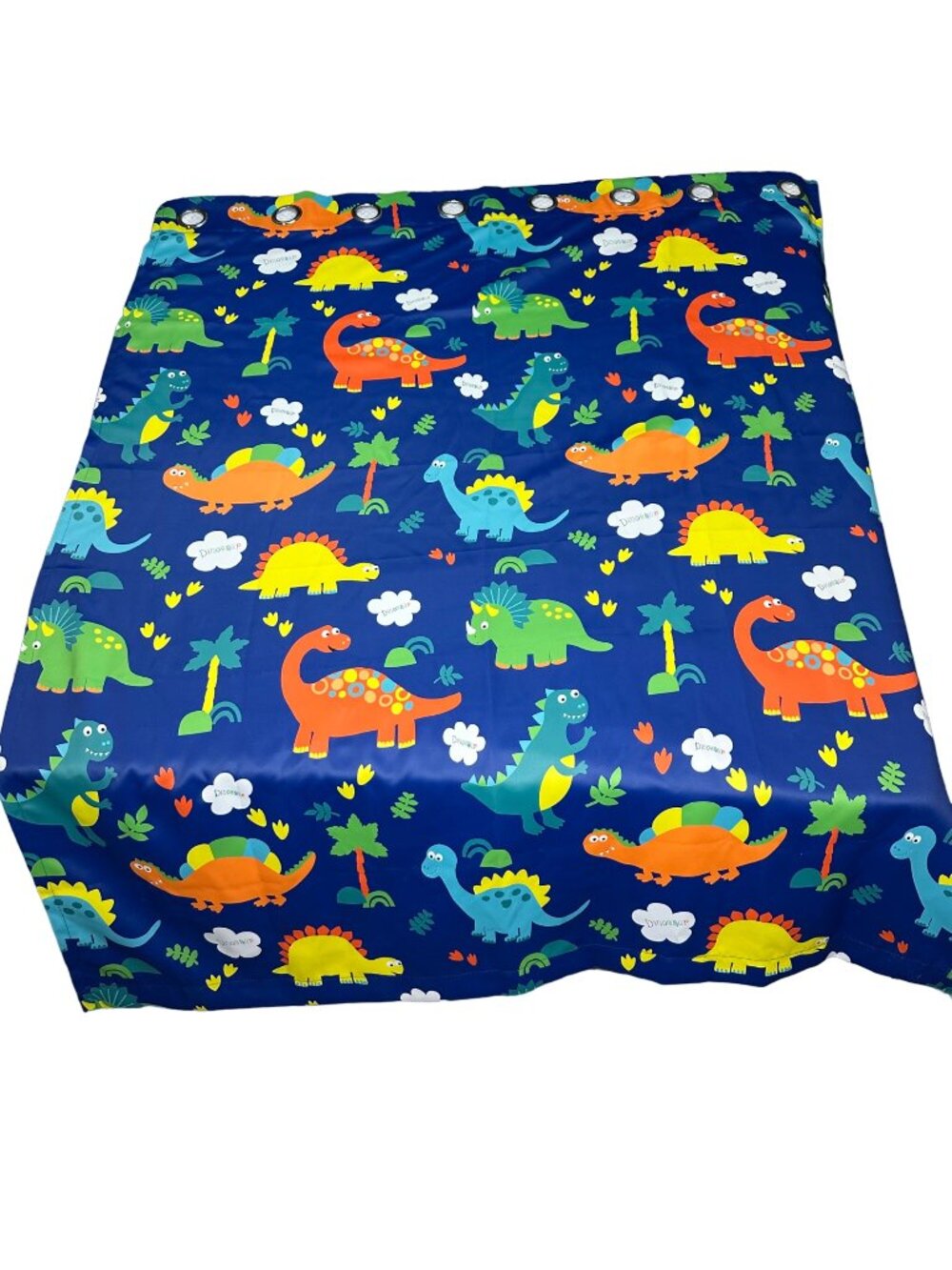 Dinosaur Curtain Panel Kids Navy Blue Window Drapes Polyester 1 Panel